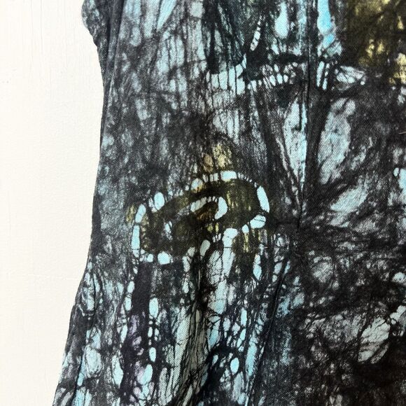 Spirit Of Courage Nnamdi Ibenagu Dress African Batik Tie Dye Sz S Black Teal - Picture 4 of 10